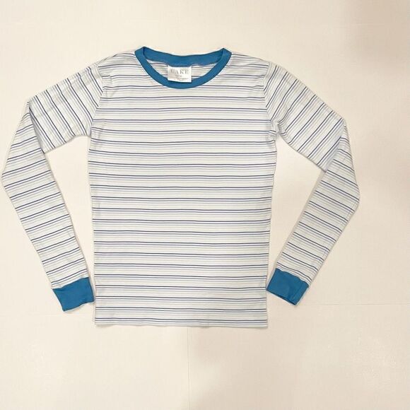 LAKE Pajama Top Blue Stripe 100% Pima Cotton Sleepwear Size 12 - Picture 1 of 4